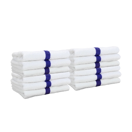 Hospeco Power Gym Hand Towel 16x27 Blue Stripe (12pk) PWR-1627-3BCS